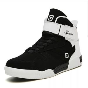 Men's Black White High Top Fashion Sneaker Size 10